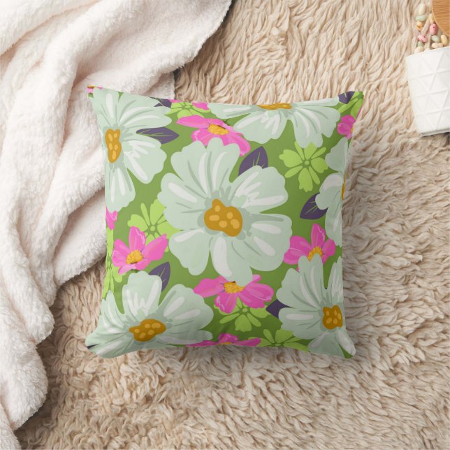 Bright Summer Floral Blooms  Cushion (Blanket)