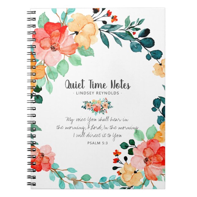Bright Summer Floral Monogram Quiet Time Notebook (Front)