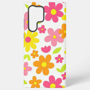 Bright Summer Floral Retro Pink and Yellow Pattern Samsung Galaxy Case