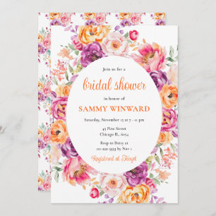 Bright Summer Flowers Bridal Shower Invitation