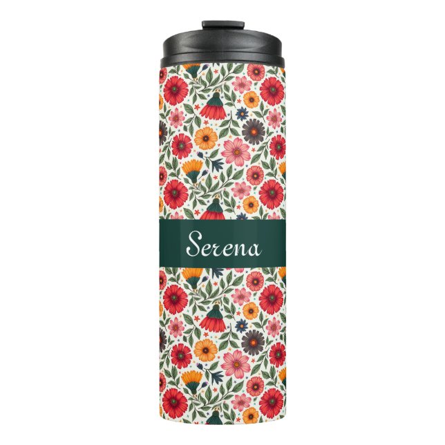 Bright Summer Flowers Thermal Tumbler (Front)