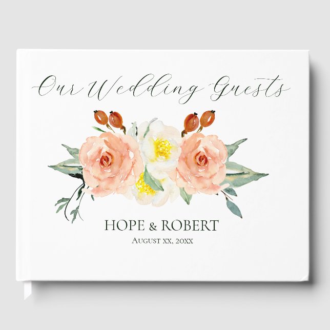 Bright Summer Flowers Wedding Guest Book (Front)