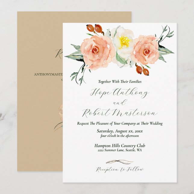 Bright Summer Flowers Wedding Invitation (Front/Back)