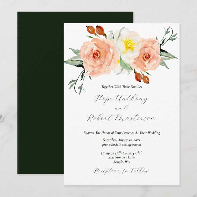 Bright Summer Flowers Wedding Invitation (Front/Back)