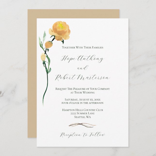 Bright Summer Flowers Wedding Invitation (Front/Back)