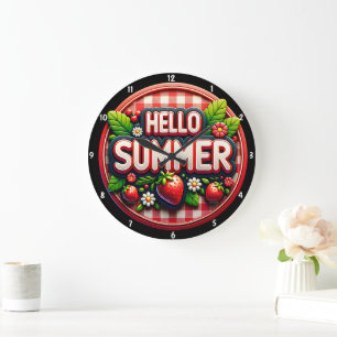 Bright Summer Fresh Strawberries Festive Seasonal  Large Clock