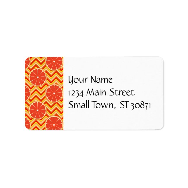 Bright Summer Grapefruit on Orange Yellow Chevron Label (Front)