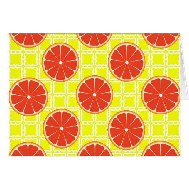Bright Summer Grapefruits on Lemon Yellow Squares (Front Horizontal)