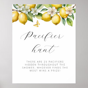 Bright Summer Lemon Baby Shower Pacifier Hunt Poster