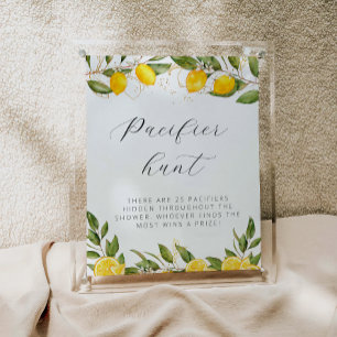 Bright Summer Lemon Baby Shower Pacifier Hunt Poster