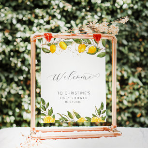 Bright Summer Lemon Baby Shower Welcome Poster
