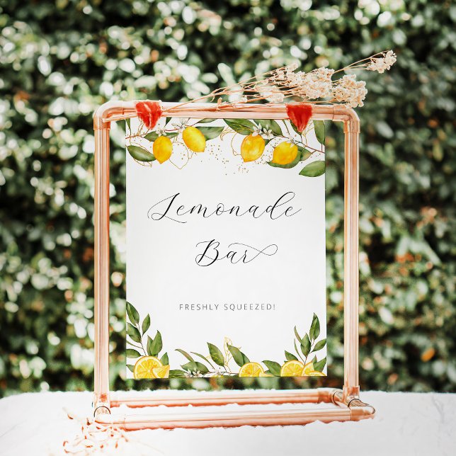 Bright Summer Lemon Bridal Shower Lemonade Bar Poster (Creator Uploaded)