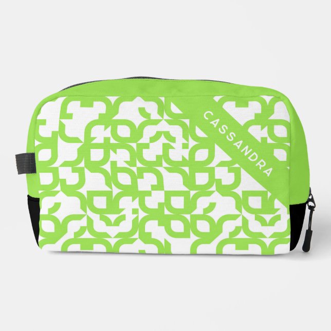 Bright Summer  Lime Green Midcentury Art Pattern Dopp Kit (Front)