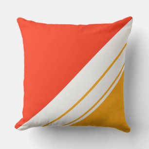 Bright Summer Orange Yellow White Racing Stripes  Cushion