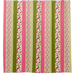 Bright summer pattern of stripes of multi-colored  shower curtain