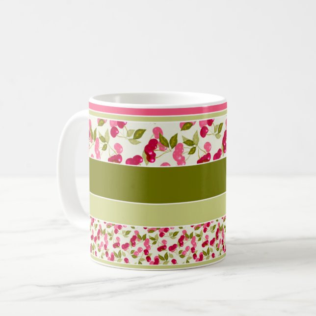Bright summer pattern of stripes of multi-coloured coffee mug (Front Left)