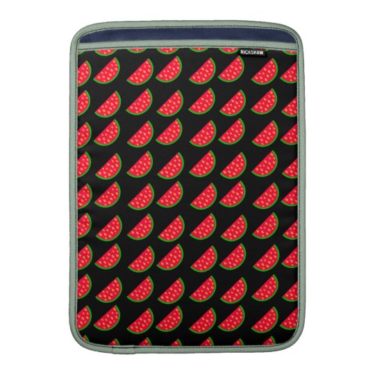Bright Summer Picnic Watermelons on black backgrou Sleeve For MacBook Air