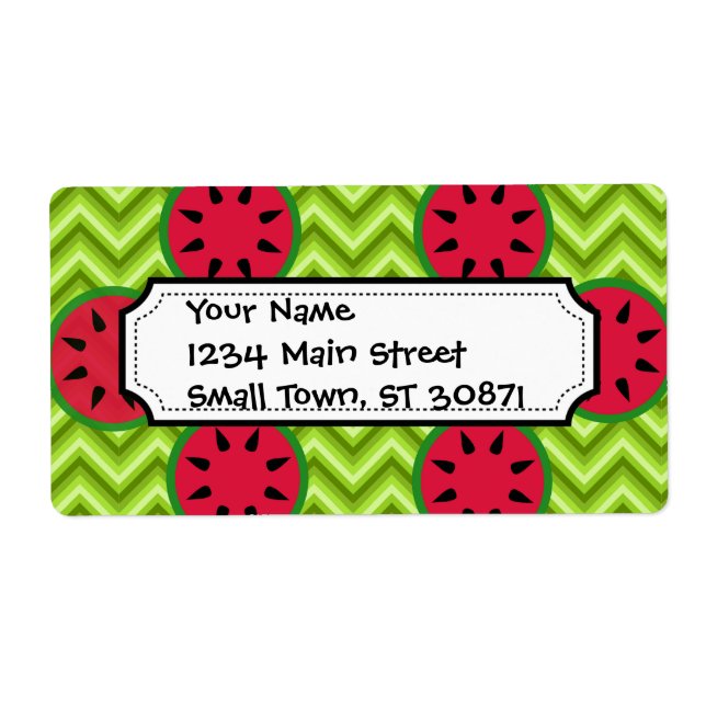 Bright Summer Picnic Watermelons on Green Chevron (Front)