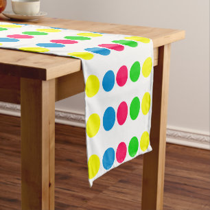 Bright Summer Polka Dots on White Short Table Runner