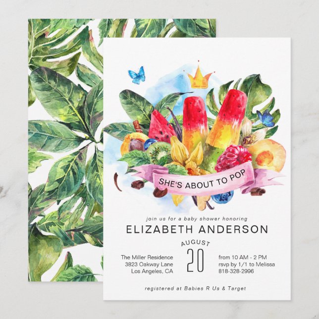 Bright Summer Popsicle Baby Shower Invitation (Front/Back)