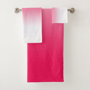 Bright summer red and white gradient ombre bath towel set