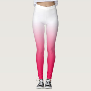 Bright summer red and white gradient ombre leggings