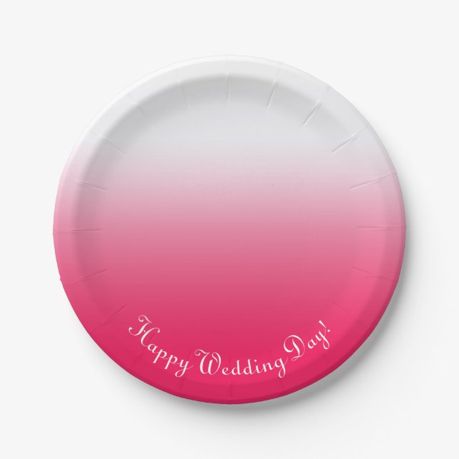 Bright summer red and white gradient ombre paper plate (Front)