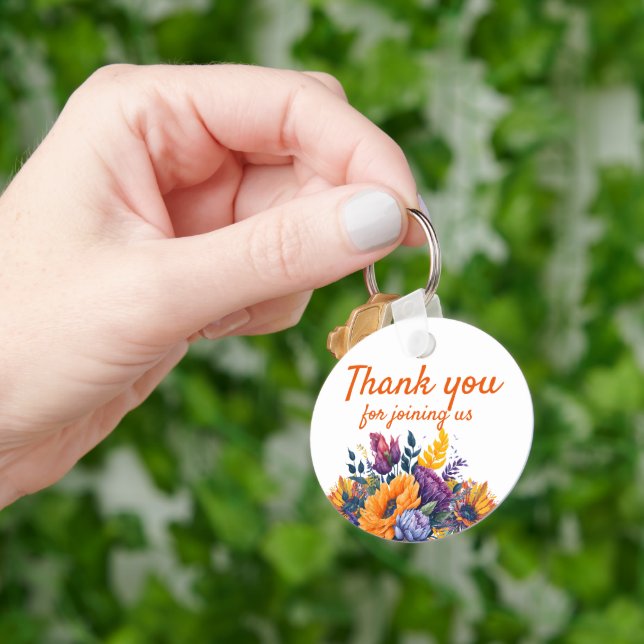 Bright Summer Sunflower Bridal Shower Invite Key Ring (Hand)