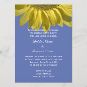 Bright summer sunflower flower Christian wedding Invitation