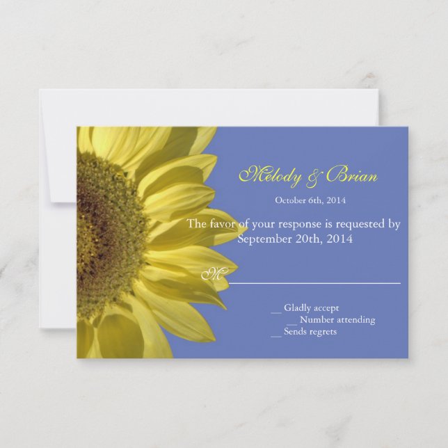 bright summer sunflower RSVP wedding invitations. Card (Front)