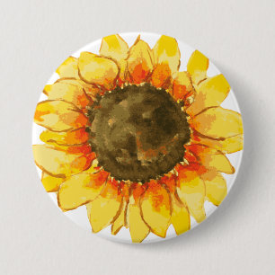 Bright Summer Sunflower Watercolor 7.5 Cm Round Badge