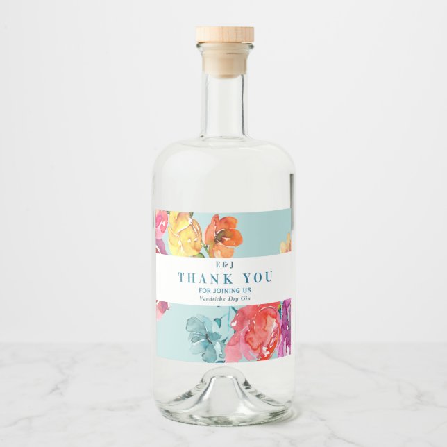 Bright Summer "Thank you"  Liquor Bottle Label (Front)