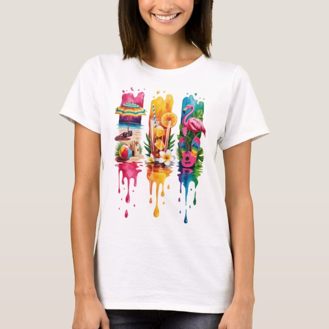 BRIGHT SUMMER THEMED SCENES & ITEMS T-Shirt (Front)