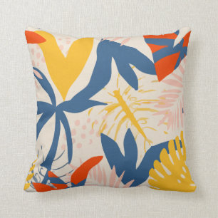 Bright Summer Tropical Abstract Plants Cushion