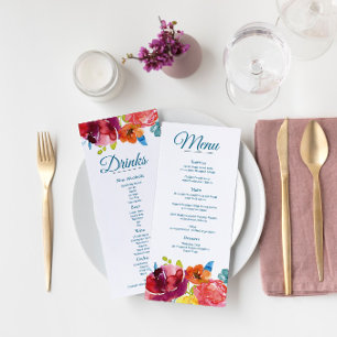 Bright Summer turquoise Wedding Flat Menu & Drinks