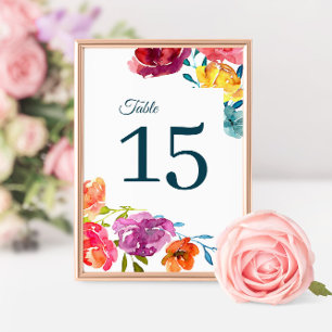Bright Summer Wedding Table Number Sign