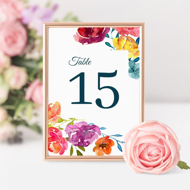 Bright Summer Wedding Table Number Sign (Creator Uploaded)