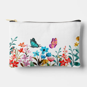 Bright Summer Wildflower Border Design Accessory Pouch