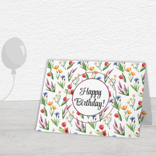 Bright Summer Wildflowers Happy Birthday Greeting Card