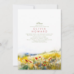 Bright Summer Wildflowers Romantic Birthday Invitation