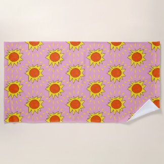 "Bright Sun" Pink Beach Towel