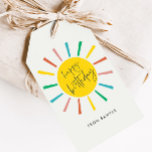 Bright Sun Script Kids Happy Birthday Gift Tags<br><div class="desc">A Bright Sun Script Kids Happy Birthday Gift Tags with rainbow sun and modern script thank you on the front. Click the edit button to customise this design with your details.</div>