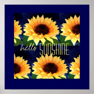 bright sunflower art poster with hello sunshine