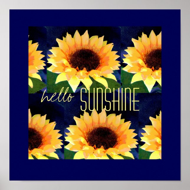 bright sunflower art  poster with hello sunshine (Front)