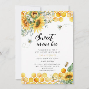 Bright Sunflower Bee Baby Shower Invitation