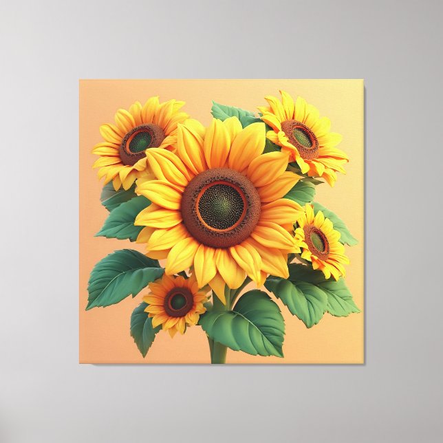 Bright Sunflower Bouquet Sculpture Canvas Print (Front)