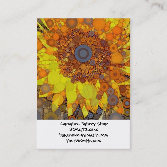 Bright Sunflower Circle Mosaic Digital Art Print Business Card (Front)