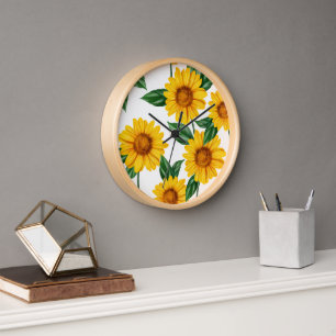 Bright Sunflower Garden - Fresh Floral Decor Clock