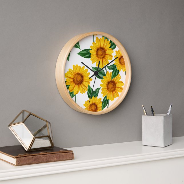 Bright Sunflower Garden - Fresh Floral Decor Clock (Office)