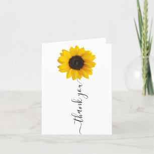 Bright Sunflower   Hand Lettered Thank You Card